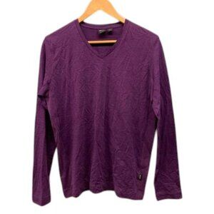 Hugo Boss V Neck Long Sleeve Shirt Men’s S‎ Purple Regular Fit Casual Soft Tee